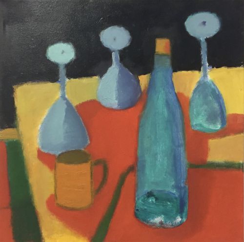 Figure painting,Untitled Still Life bottle and glasses